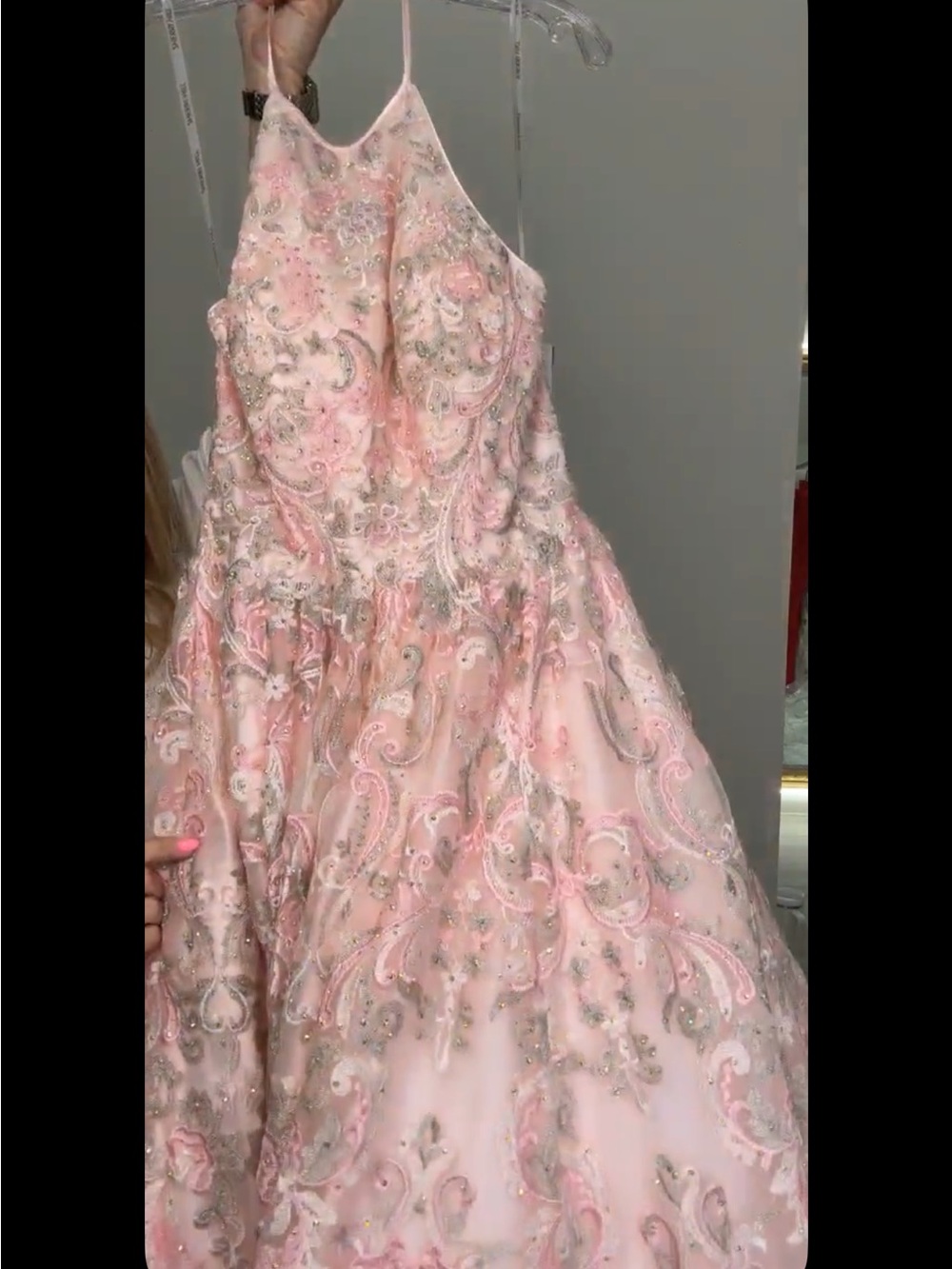 Sherri Hill Pink Beaded Embroidered Ball Gown